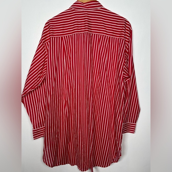 J. Crew Size XL Red Cotton voile beach shirt in stripe- - Picture 7 of 11